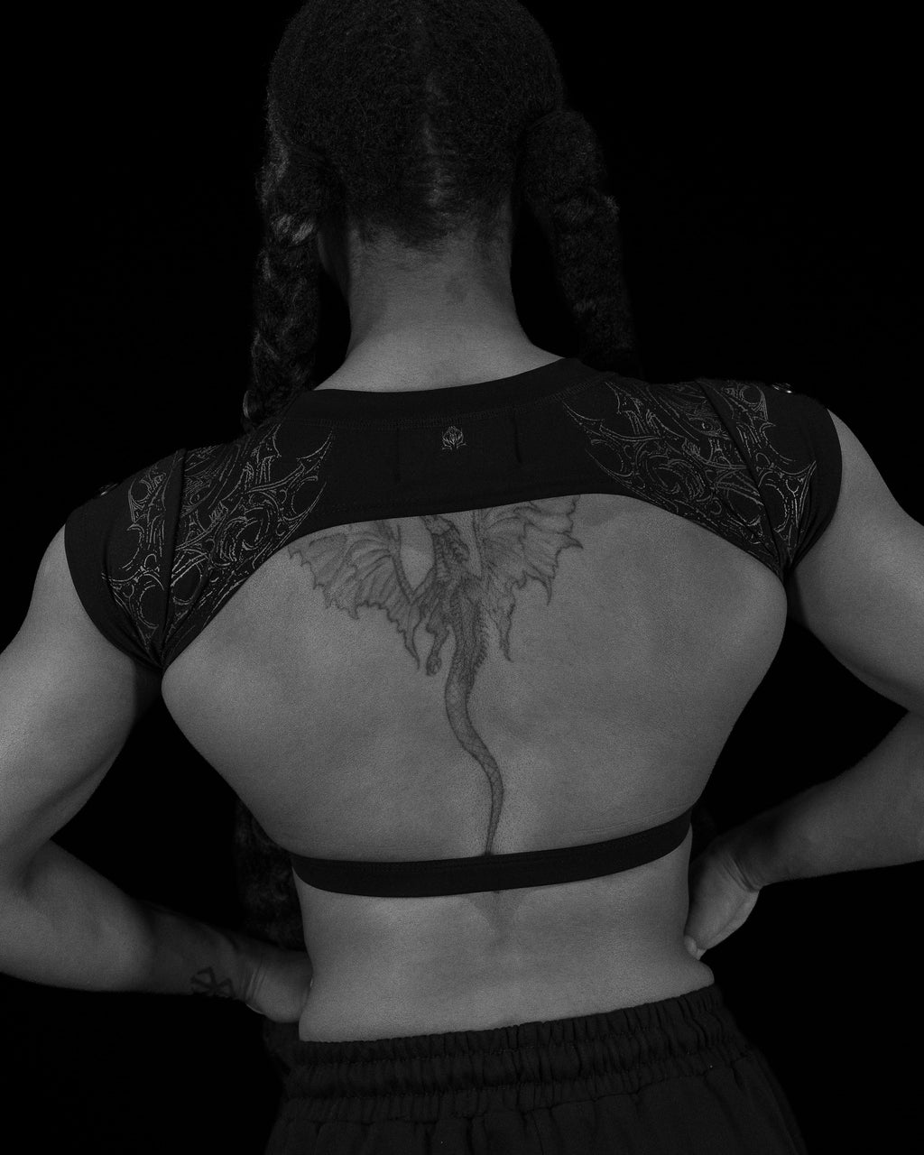 Women's Seraphim Open Back Crop Top [DARKNESS]