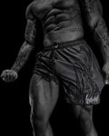 Skeletal Embroidered Bodybuilding mesh shorts [PURGATORY GREY]