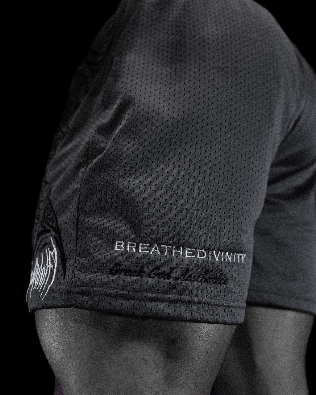 Skeletal Embroidered Bodybuilding mesh shorts [PURGATORY GREY]