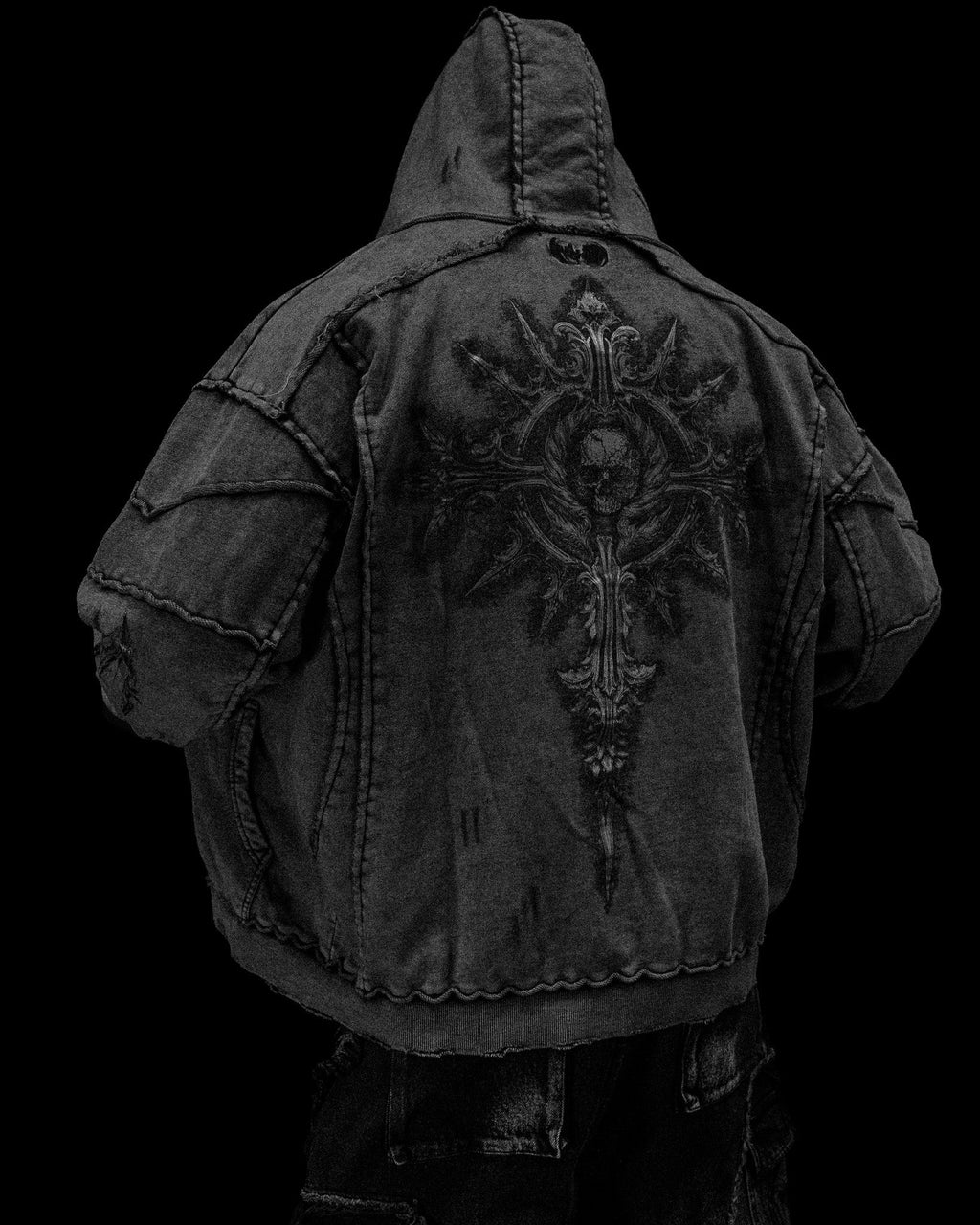 Ruined Oversized Zip-up Hoodie [VINTAGE WASHED]